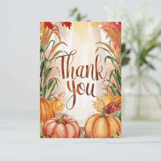 Einfache Wünsche Herbst Dankeskarte (Stehend Vorderseite)