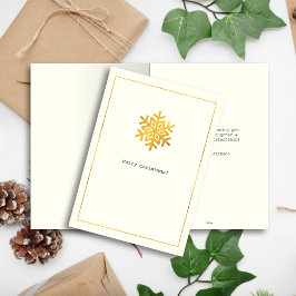 Einfache Wünsche ・ Minimal Gold Snowflake Weihnach Feiertagskarte