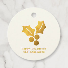 Einfache Wünsche ・ Minimalistische Gold Holly Weih Geschenkanhänger