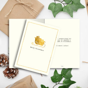Einfache Wünsche ・ Minimalistisches Gold Sleigh We Feiertagskarte