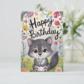 Einfache Wünsche Wolf Digital Geburtstag Karte (Stehend Vorderseite)