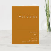 einfache Wüste | Burnt Orange Folded Wedding Programm (Vorderseite)