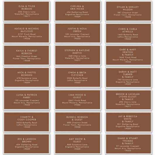einfache Wüste | Dark Cinnamon Address Labels (Vorderseite)