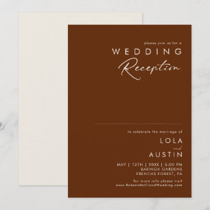 einfache Wüste Dark Cinnamon Hochzeitsempfang Einladung