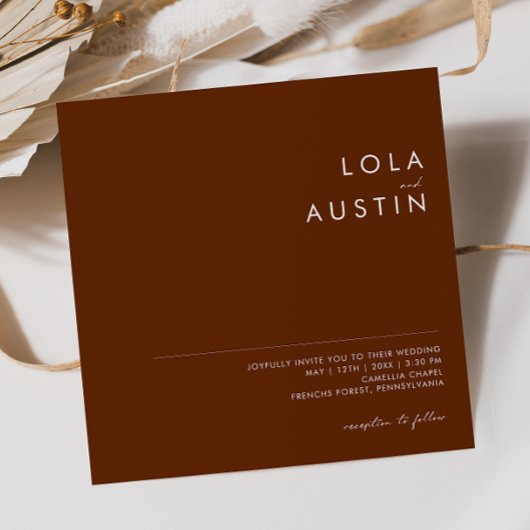 einfache Wüste | Dark Cinnamon Square Einladung