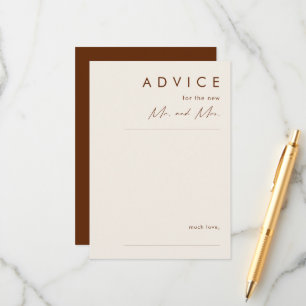einfache Wüste Dark Cinnamon Wedding Advice Card Hinweiskarte