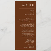 einfache Wüste | Dark Cinnamon Wedding Dinner Menu Menükarte (Vorderseite)