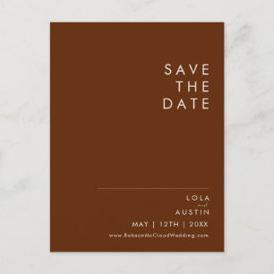 Einfache Wüste Dunkle Zimt Save The Date Einladu Einladungspostkarte
