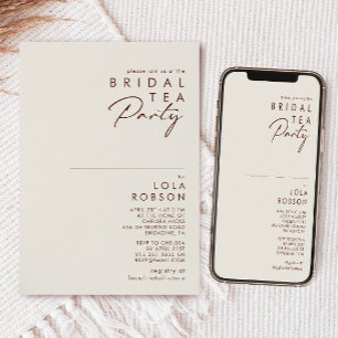 einfache Wüste   Natural White Bridal Tee Party Einladung