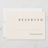 einfache Wüste | Natural White Reserved Sign (Rückseite)