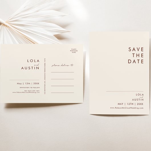 einfache Wüste | Natural White Save the Date Invit Einladungspostkarte