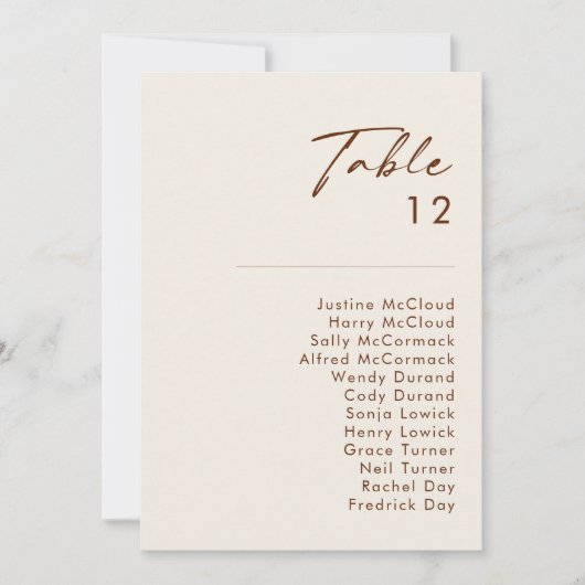 einfache Wüste | Natural White Tischnummer Chart (Vorderseite)