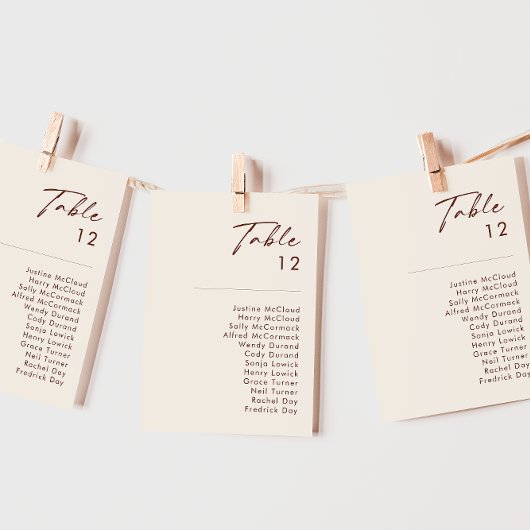 einfache Wüste | Natural White Tischnummer Chart