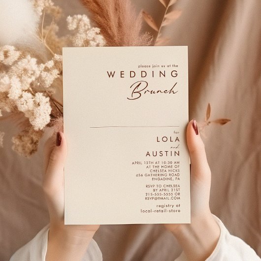 einfache Wüste | Natural White Wedding Brunch Einladung