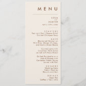 einfache Wüste | Natural White Wedding Dinner Menu Menükarte (Vorderseite)