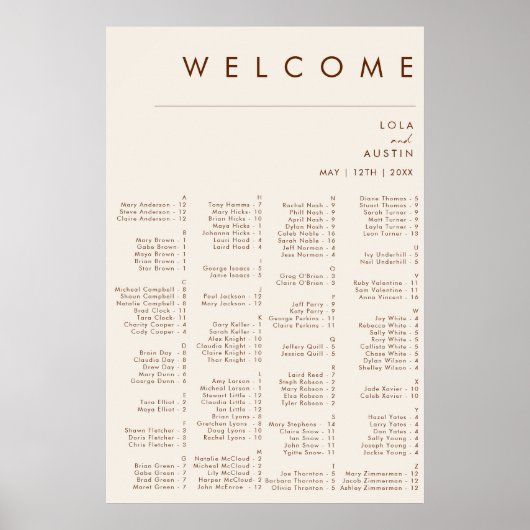 einfache Wüste | Natürliche weiße alphabetische Si Poster (Vorne)