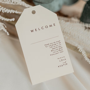 einfache Wüste Natürliche weiße Hochzeit Begrüßu Geschenkanhänger