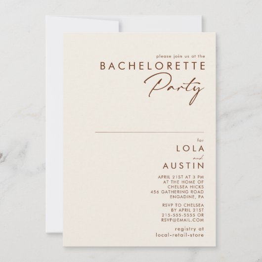 einfache Wüste | Natürlicher weißer Junggeselinnen Einladung (Vorderseite)