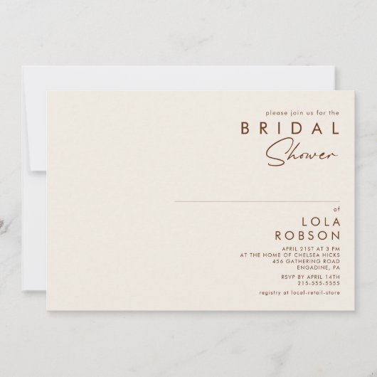 einfache Wüste | Natürliches weißes Brautparty Einladung (Vorderseite)