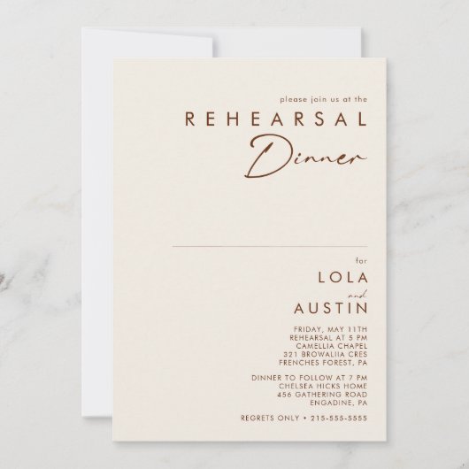 einfache Wüste | Natürliches weißes Probe Abendess Einladung (Vorderseite)