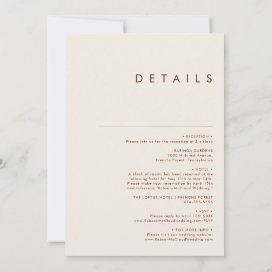 einfache Wüste | Orange Burnt in einer Einladung (Rückseite)