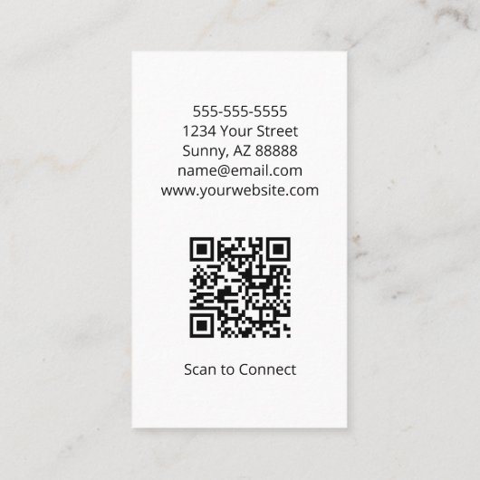 Einfache Wüste Südwestkaktus QR-Code Visitenkarte (Rückseite)