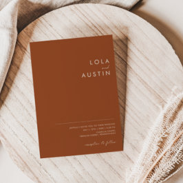 einfache Wüste | Terracotta auf einer Hochzeit Einladung