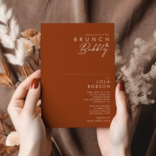 einfache Wüste | Terracotta Brunch & Bubbly Dusche Einladung