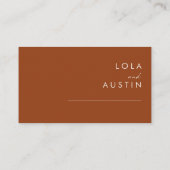 einfache Wüste | Terracotta Flat Wedding Platzkart Platzkarte (Rückseite)