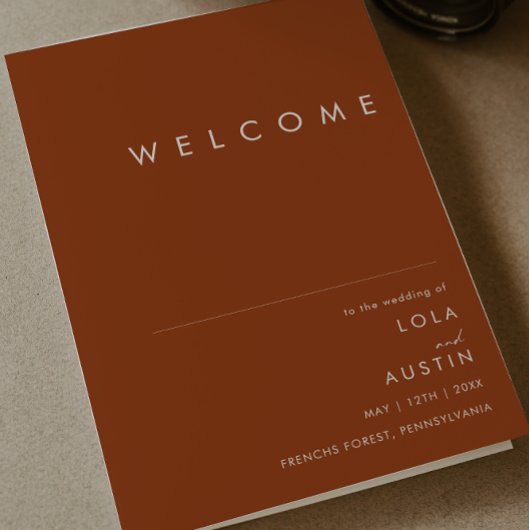 einfache Wüste | Terracotta Folded Wedding Program Programm