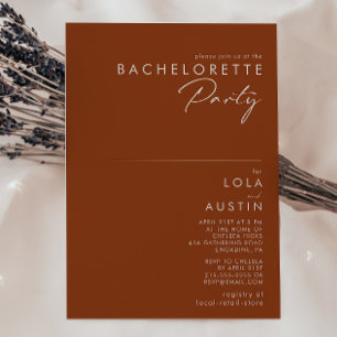 einfache Wüste Terracotta-Junggeselinnen-Abschie Einladung