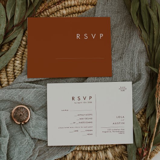 einfache Wüste | Terracotta Menu Choice RSVP Card Postkarte