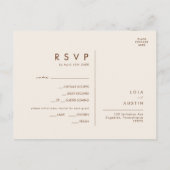 einfache Wüste | Terracotta Menu Choice RSVP Card Postkarte (Rückseite)