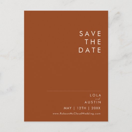 einfache Wüste | Terracotta Save the Date Postkart Einladungspostkarte (Vorderseite)