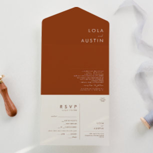 einfache Wüste   Terracotta-Siegel und Senden All In One Einladung