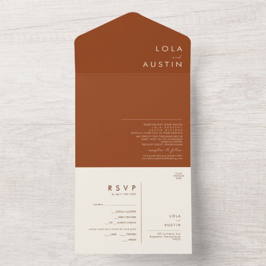 einfache Wüste | Terracotta-Siegel und Senden All In One Einladung (Innen Boden)