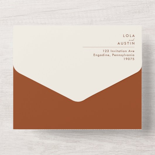 einfache Wüste | Terracotta-Siegel und Senden All In One Einladung (Rückseite)