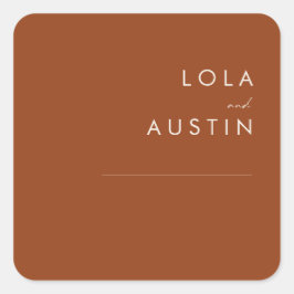 einfache Wüste | Terracotta Wedding Umschlag Aufkl Quadratischer Aufkleber