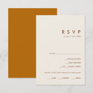 Einfache Wüste Verbrannte Orange Menüwahl RSVP-K RSVP Karte