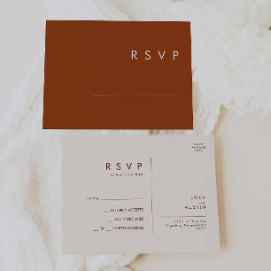 Einfache Wüsten Terrakotta-Hochzeits-RSVP-Postka Postkarte