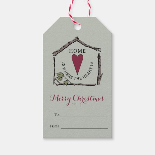 Einfache Xmas Zuhause ist, wo das Herz von Geschenkanhänger (Vorderseite)