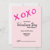 Einfache XOXO rosa Valentines Abendessen und Einladung (Vorderseite)