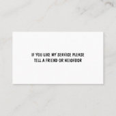 Einfache Yard-Visitenkarten für den Rasenpflege Visitenkarte (Rückseite)