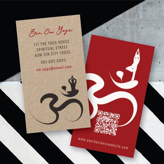 Einfache Yoga Om Ohm Calligraphy Zen Business Card Visitenkarte