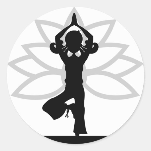 Einfache Yoga-Silhouette Runder Aufkleber (Vorderseite)