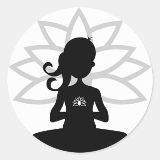 Einfache Yoga-Silhouette Runder Aufkleber