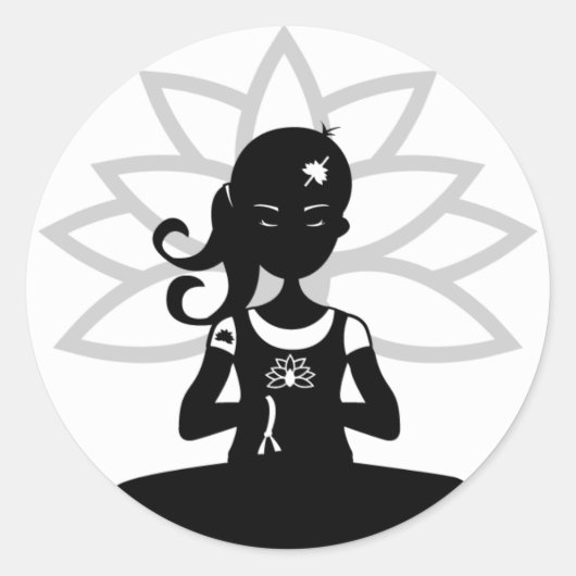 Einfache Yoga-Silhouette Runder Aufkleber (Vorderseite)