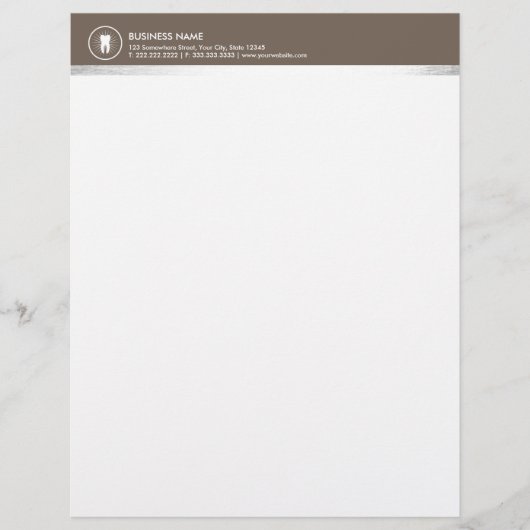 Einfache Zahn-Ikonen-Brown-Grenzberufliches Briefbogen (Vorderseite)