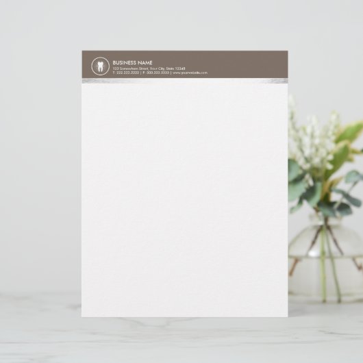 Einfache Zahn-Ikonen-Brown-Grenzberufliches Briefbogen (Stehend Vorderseite)