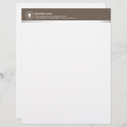 Einfache Zahn-Ikonen-Brown-Grenzberufliches Briefbogen (Vorne/Hinten)